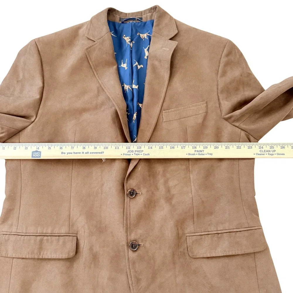 Lauren Ralph Lauren Men's Suede Blazer Brown Dog Print Lining Sz 44R Equestrian - Picture 7 of 9